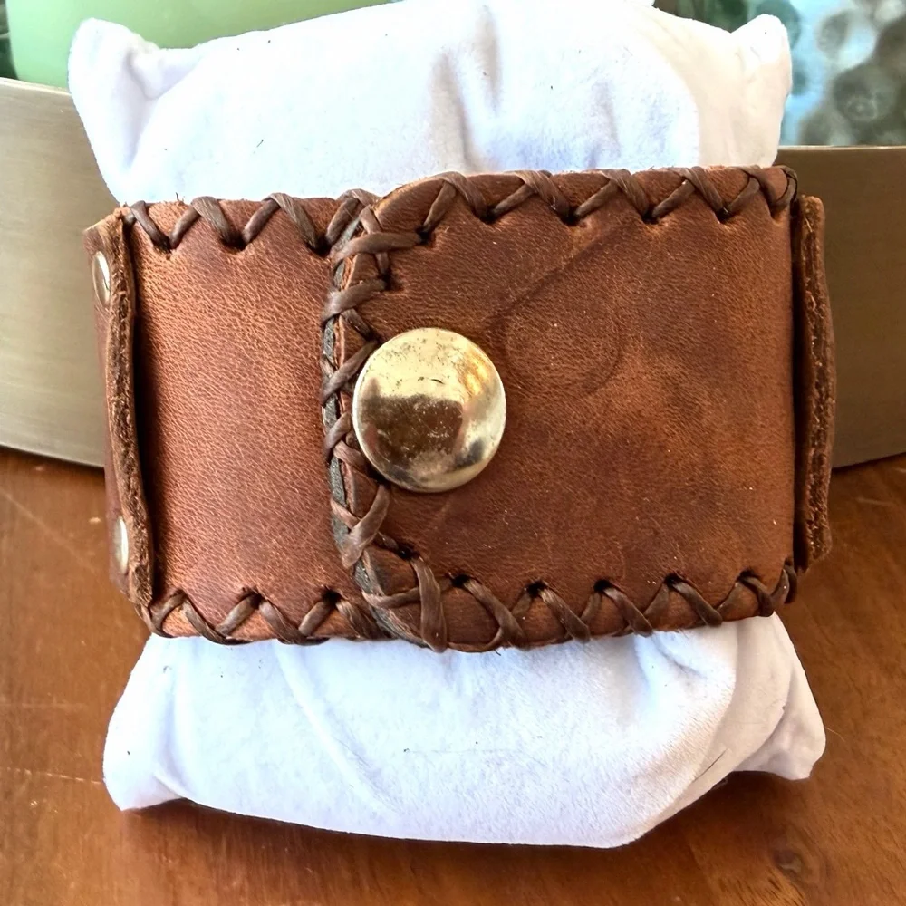 Artisan Brown and Silver Studded Bracelet